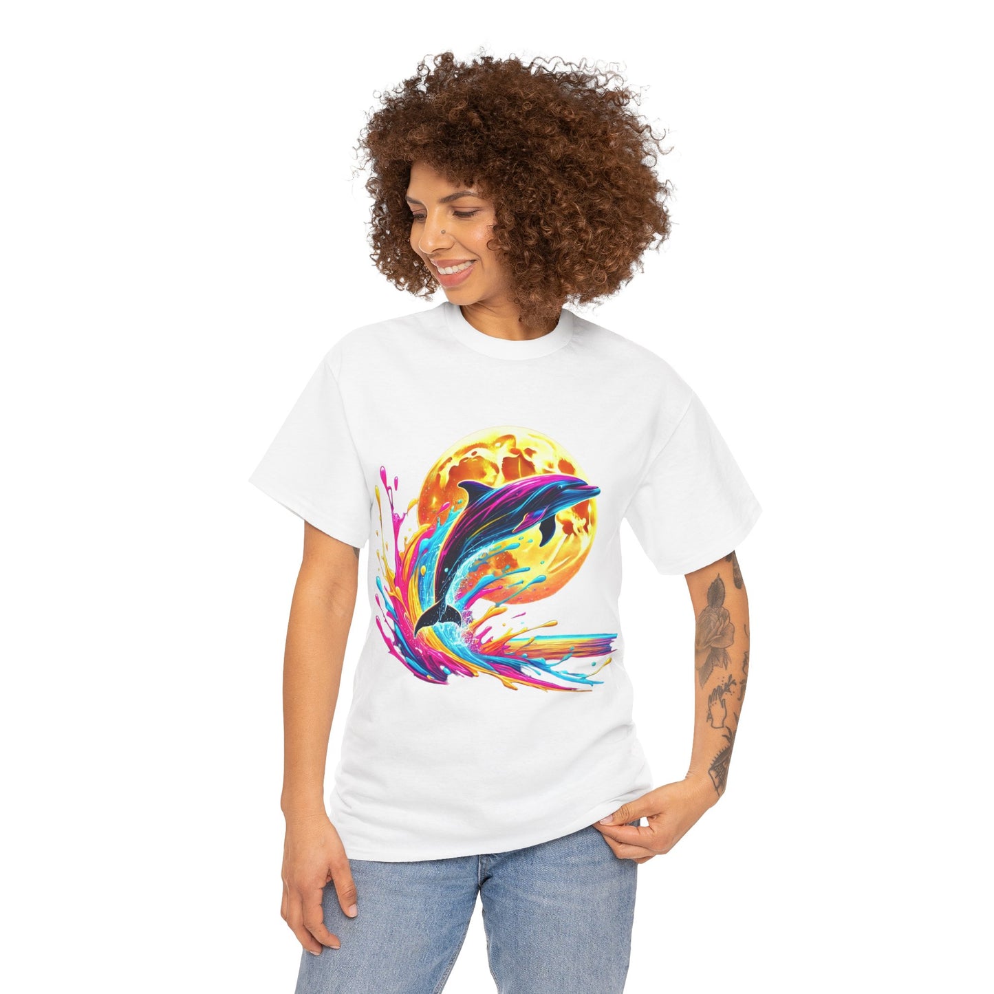 Colour Splash Dolphin - Heavy Cotton Tee