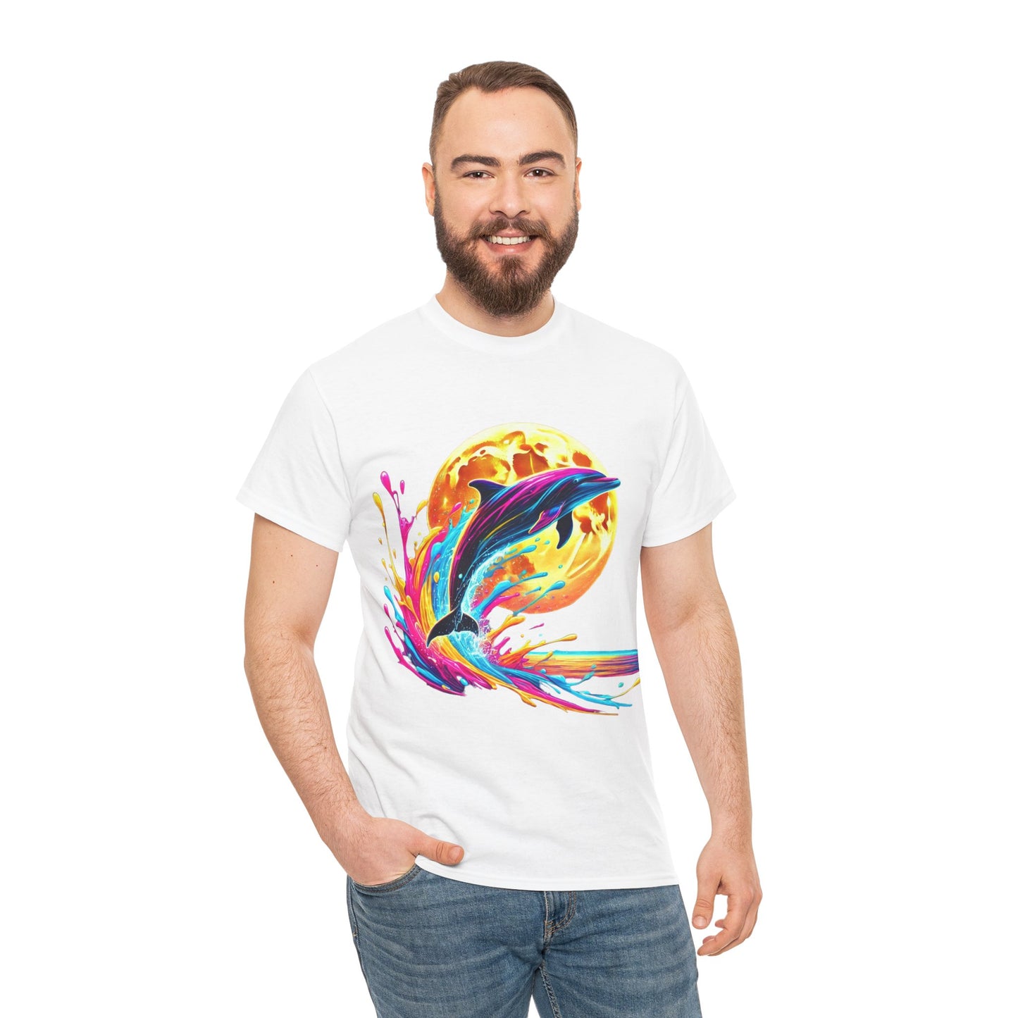 Colour Splash Dolphin - Heavy Cotton Tee