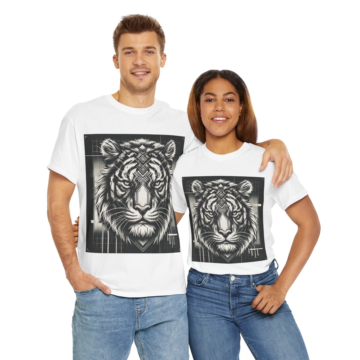 Futuristic Tiger B&W - Heavy Cotton Tee